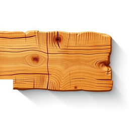 A beautifully detailed 2D illustration of a wooden plank, capturing the natural textures and grains of the wood