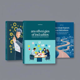 A series of elegantly designed book covers sized 17 cm by 24 cm, focused on the theme of decision-making in small and medium-sized enterprises (SMEs)