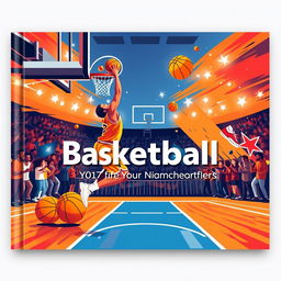 A vibrant basketball-themed cover for a project, featuring an artistic depiction of a basketball court with a player executing a powerful slam dunk