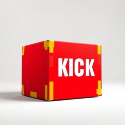 A full view of a 2D red box, prominently featuring the word "KICK" in bold white letters on one side