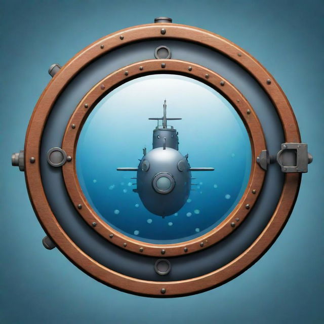 A whimsical clipart-style image of a submarine featuring nine round porthole windows.