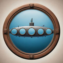 A whimsical clipart-style image of a submarine featuring nine round porthole windows.