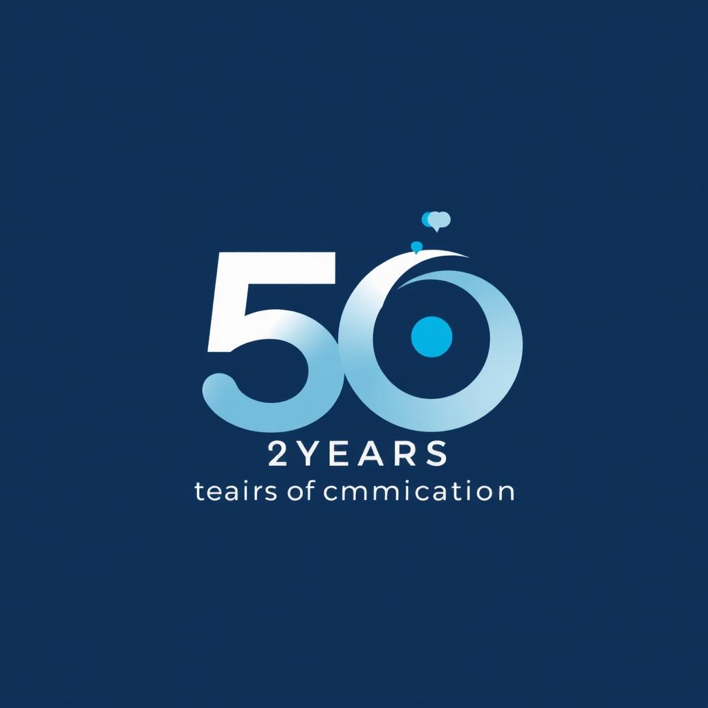 A commemorative institutional logo design celebrating 50 years of communication