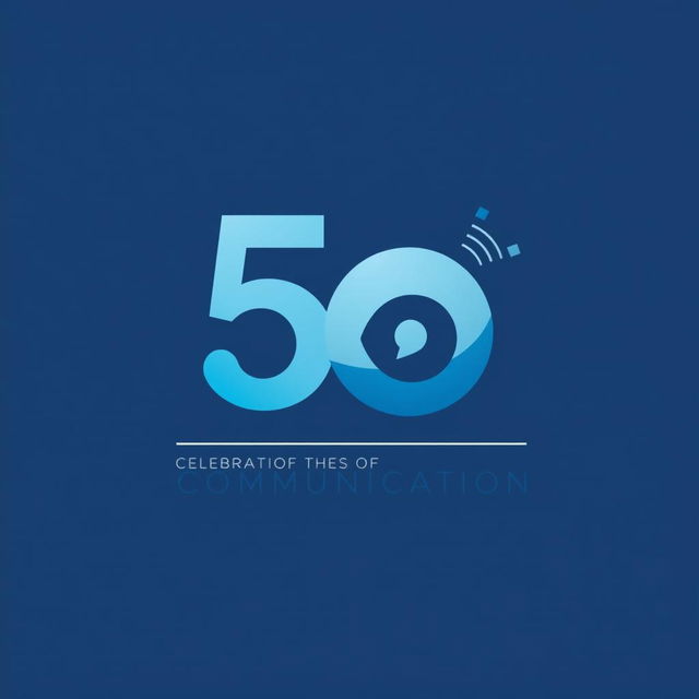 A commemorative institutional logo design celebrating 50 years of communication