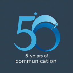 A commemorative institutional logo design celebrating 50 years of communication
