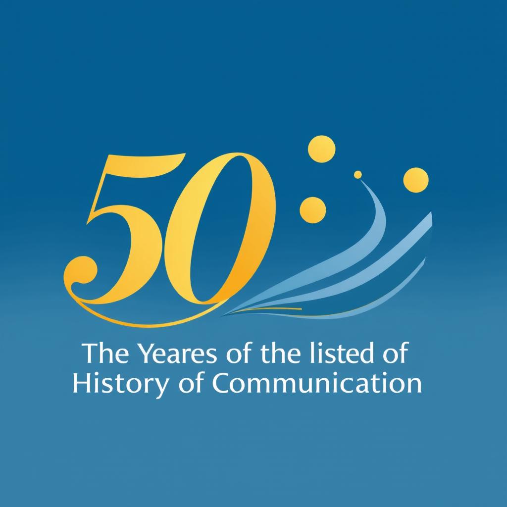 A commemorative institutional logo design celebrating 50 years of the history of communication