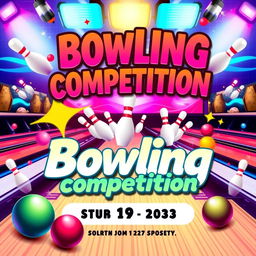 A colorful and eye-catching poster design for a bowling competition