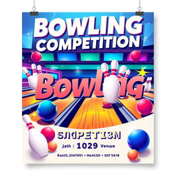 A colorful and eye-catching poster design for a bowling competition