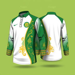 Design a stylish long-sleeve team uniform shirt for hadroh players, specifically tailored for santri