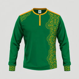 Design a stylish long-sleeve team uniform shirt for hadroh players, specifically tailored for santri