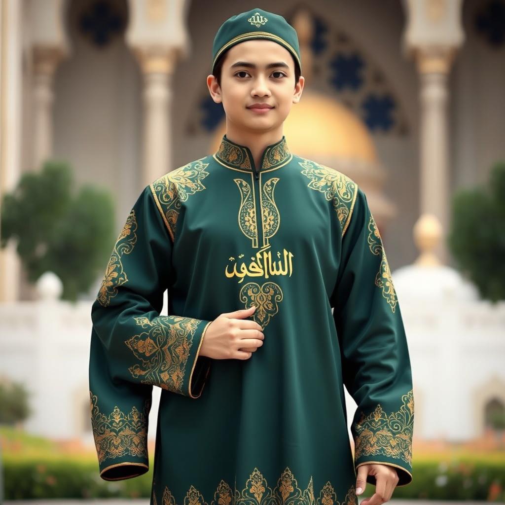 A long-sleeved traditional Islamic attire for a hadroh team, designed specifically for santri (students)