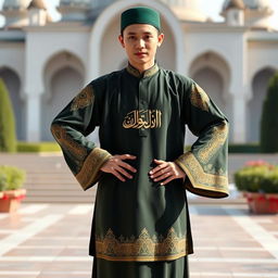 A long-sleeved traditional Islamic attire for a hadroh team, designed specifically for santri (students)