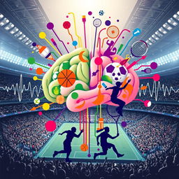 A creative visual representation of the theme 'sports and the brain,' illustrating the intricate relationship between athleticism and mental processes