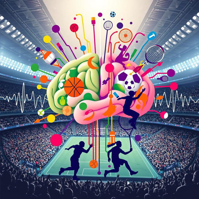 A creative visual representation of the theme 'sports and the brain,' illustrating the intricate relationship between athleticism and mental processes