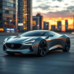 A futuristic concept car inspired by the classic Opel Kadett, showcasing sleek aerodynamic lines, innovative technology, and a modern interpretation of the original design elements