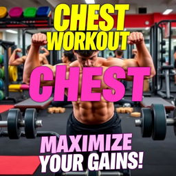 A vibrant and energetic YouTube thumbnail showcasing a variety of chest exercises