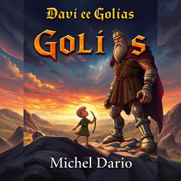 A dramatic eBook cover illustration depicting the biblical story of David and Goliath