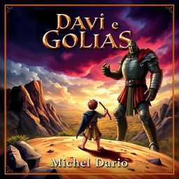 A dramatic eBook cover illustration depicting the biblical story of David and Goliath