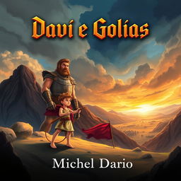 A dramatic eBook cover illustration depicting the biblical story of David and Goliath