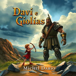 A dramatic eBook cover illustration depicting the biblical story of David and Goliath