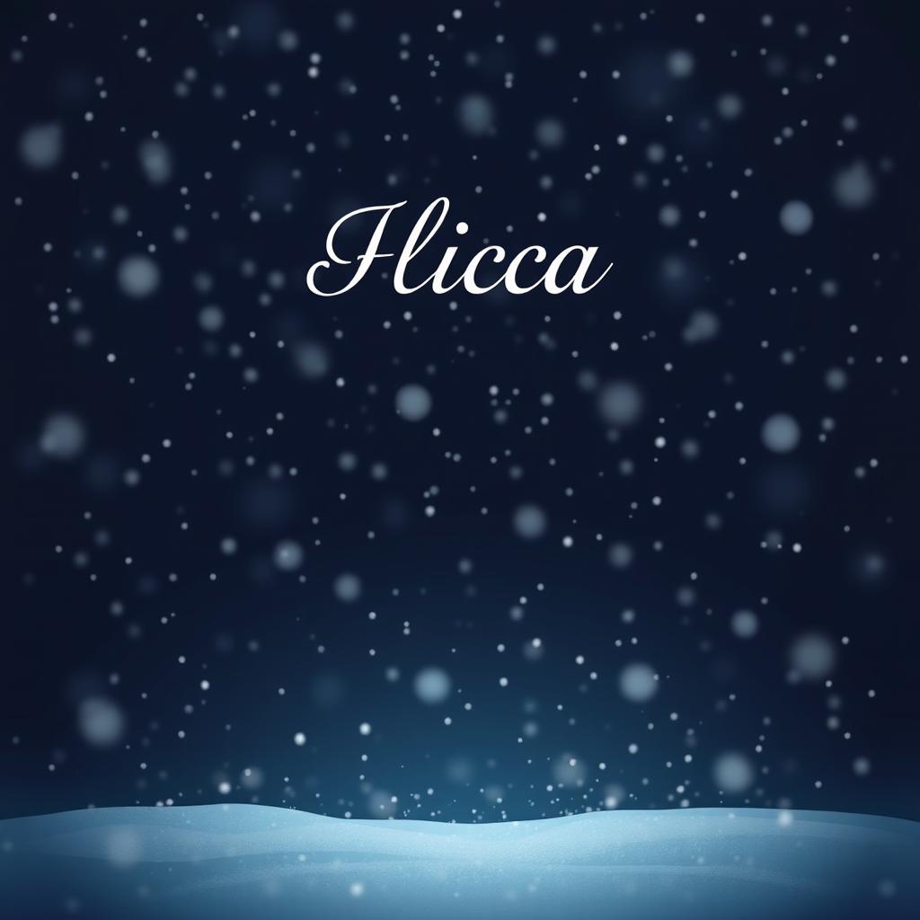 A book cover design featuring a serene night scene where snow is gently falling