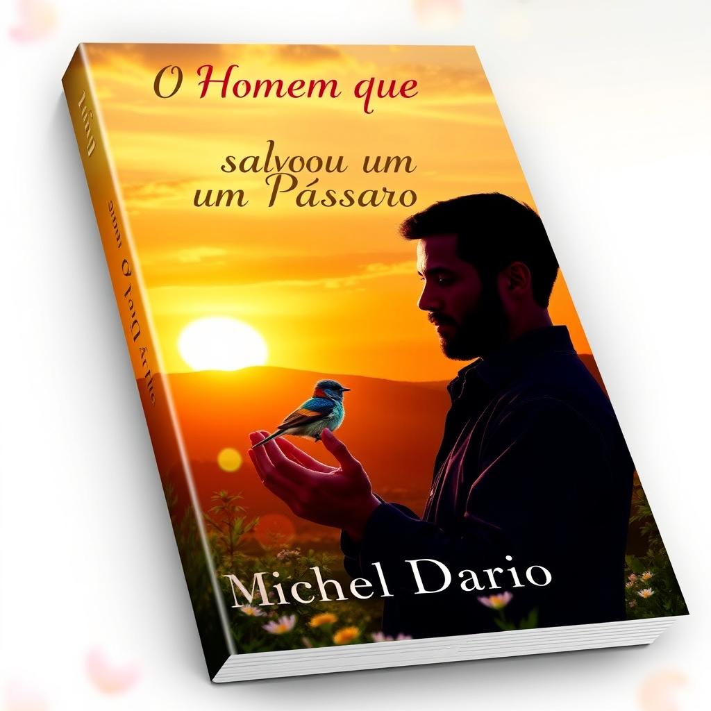 An enchanting eBook cover design for 'O Homem que Salvou um Pássaro' by Michel Dario