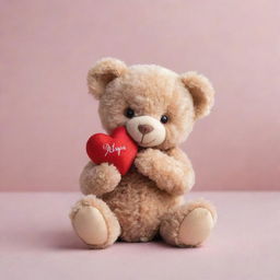 A petite, adorable teddy bear gently holding a radiant heart symbolizing hope.