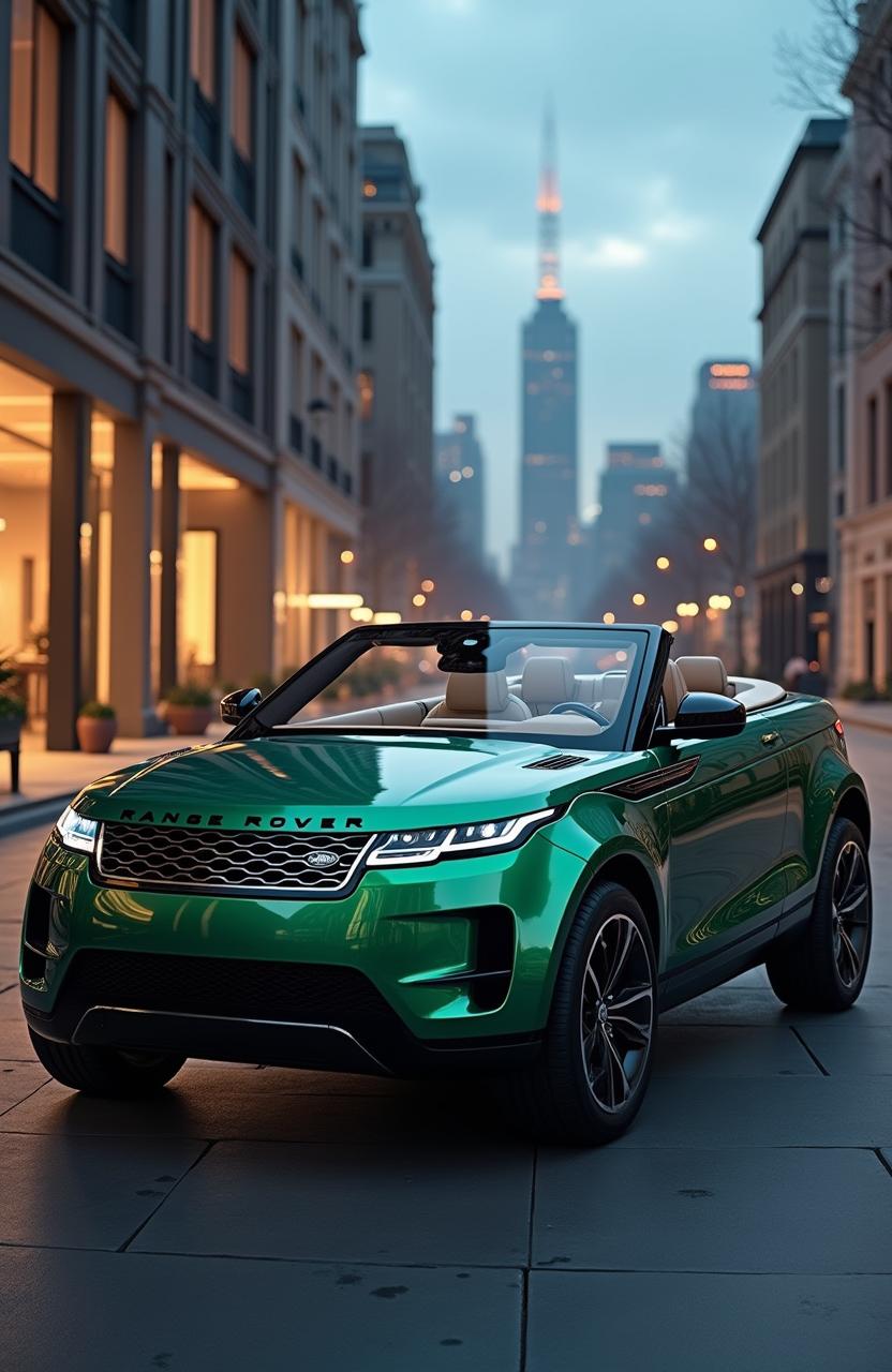 A sleek, futuristic concept convertible Range Rover designed for luxury and performance