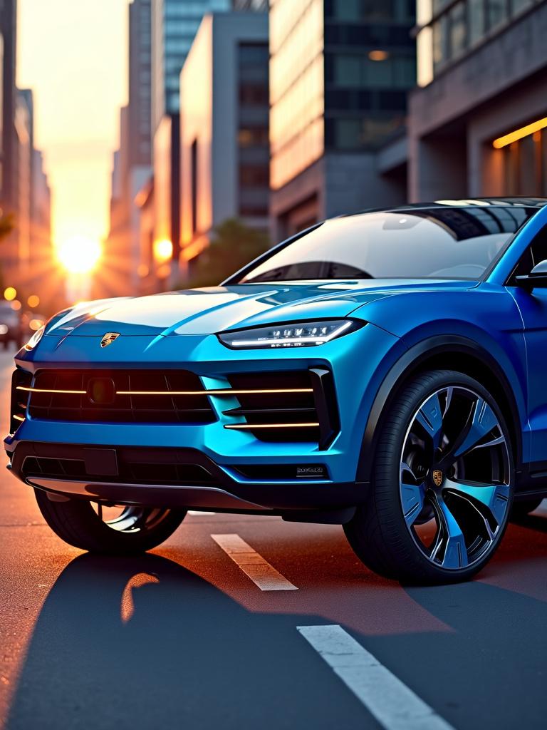 A stunning and futuristic Porsche SUV concept car, showcasing a sleek and aerodynamic design with sharp lines and a bold front grille