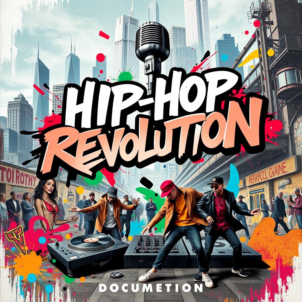 A documentary cover featuring a vibrant and dynamic hip-hop theme