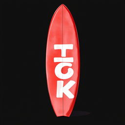 A vibrant 2D illustration of a red surfboard standing upright against a black background