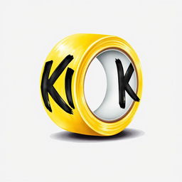 A striking 2D watercolor illustration of a roll of yellow adhesive tape, prominently displaying black brush-style lettering that spells out "KICK" across its surface