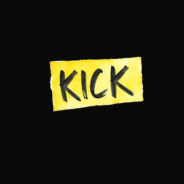 A captivating watercolor illustration of a piece of yellow adhesive tape featuring bold black brush-style lettering that spells "KICK" prominently across it