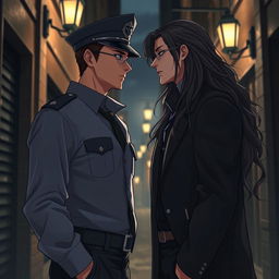 A romantic scene featuring two tall, handsome Asian men