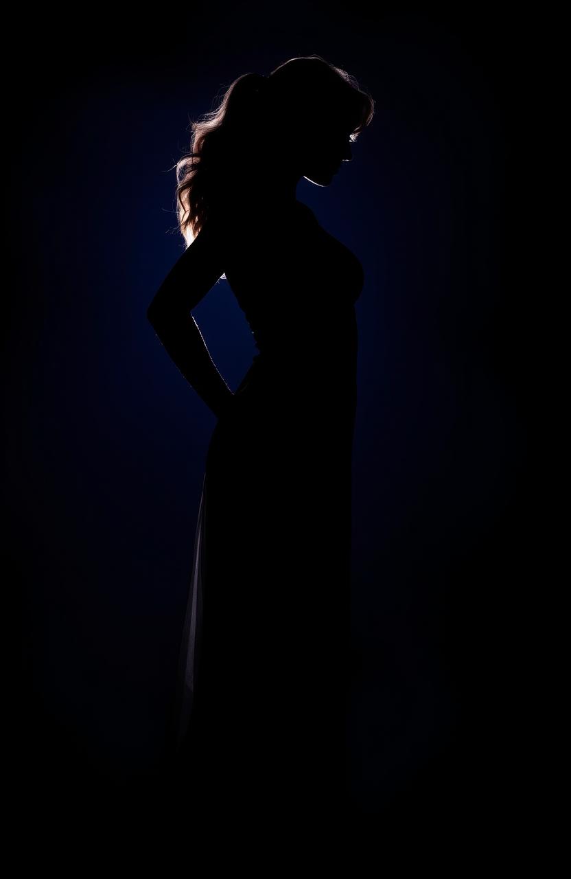 A silhouette of a strong woman standing confidently yet poetically