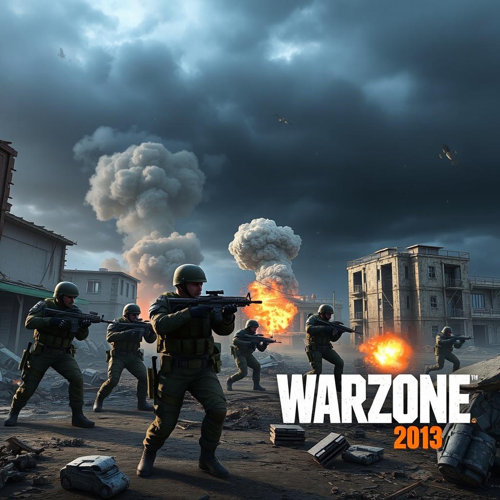 An intense and action-packed scene set in the universe of Call of Duty: Warzone, featuring a high-stakes military operation with soldiers in tactical gear engaged in combat