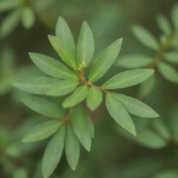 A detailed image of the smallest tree in the world, the dwarf willow. This tiny tree, with its vibrant green leaves, delicate branches, and minute size, serves as a testament to nature's diversity.