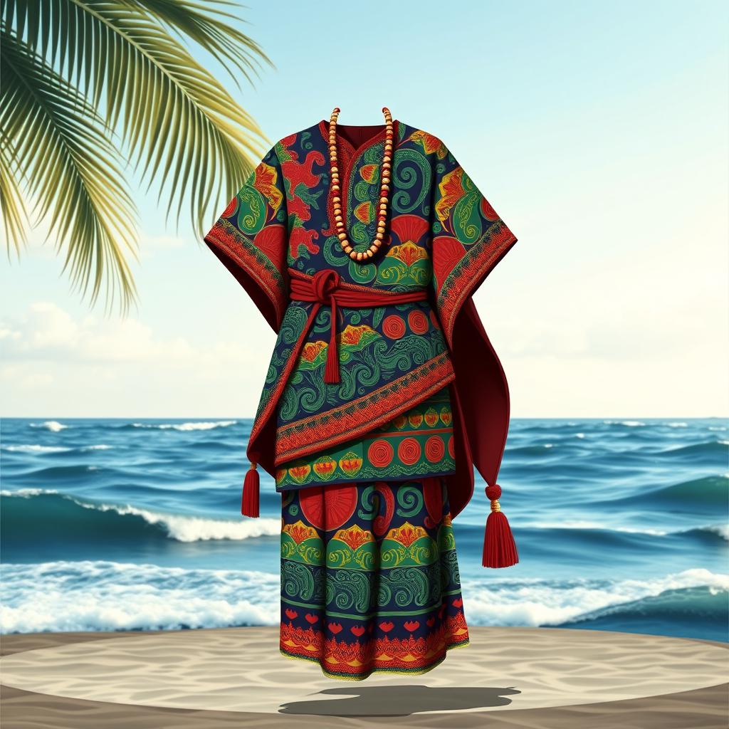 A traditional Bajau lapangan design, featuring intricate patterns and vibrant colors commonly used in the Bajau people's clothing