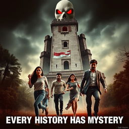 A dramatic and captivating film poster titled 'Every History Has Mystery'