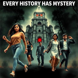 A thrilling horror adventure film poster titled 'Every History Has Mystery'