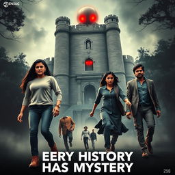 A thrilling horror adventure film poster titled 'Every History Has Mystery'