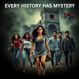 A thrilling horror adventure film poster titled 'Every History Has Mystery'