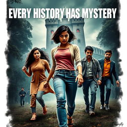 A thrilling horror adventure film poster titled 'Every History Has Mystery'