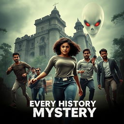 A thrilling horror adventure film poster titled 'Every History Has Mystery'