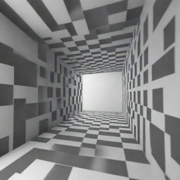 Render an intriguing 3D illusion. Use a perspective that creates a captivating sense of depth and plays tricks on the viewer’s perception, encouraging them to look closer and explore the image.