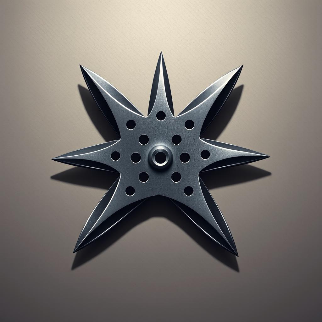 A highly detailed illustration of a ninja shuriken, showcasing its sharp edges and star-like shape