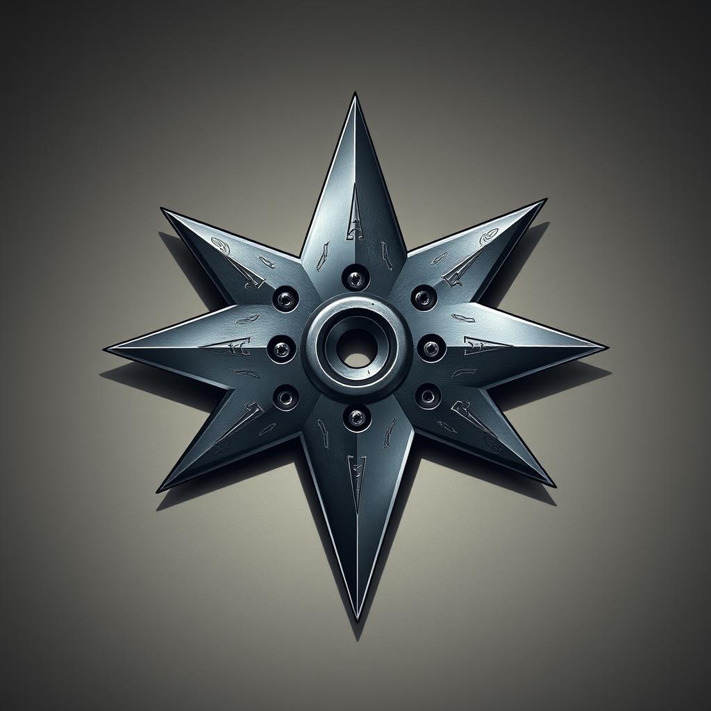 A highly detailed illustration of a ninja shuriken, showcasing its sharp edges and star-like shape