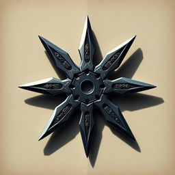 A highly detailed illustration of a ninja shuriken, showcasing its sharp edges and star-like shape