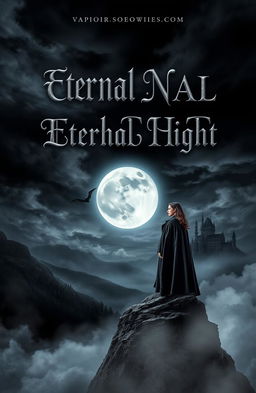 A captivating book cover design for a vampire-themed novel titled 'Eternal Night'