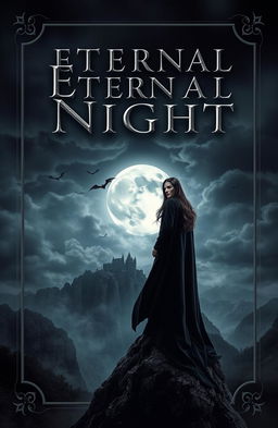 A captivating book cover design for a vampire-themed novel titled 'Eternal Night'